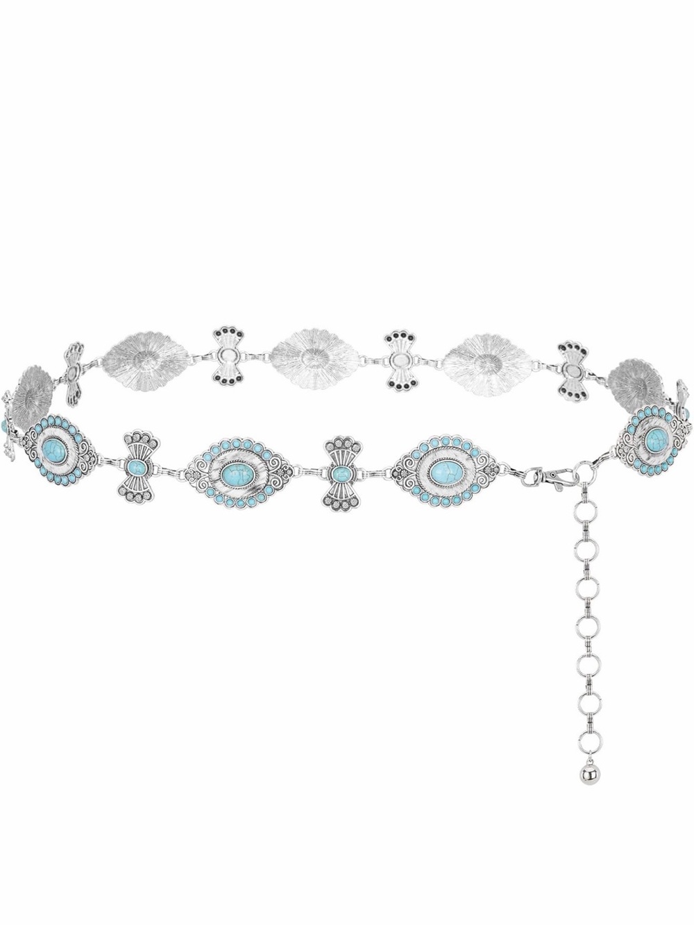 Montana West Silver-Tone Necklace with Turquoise Accents